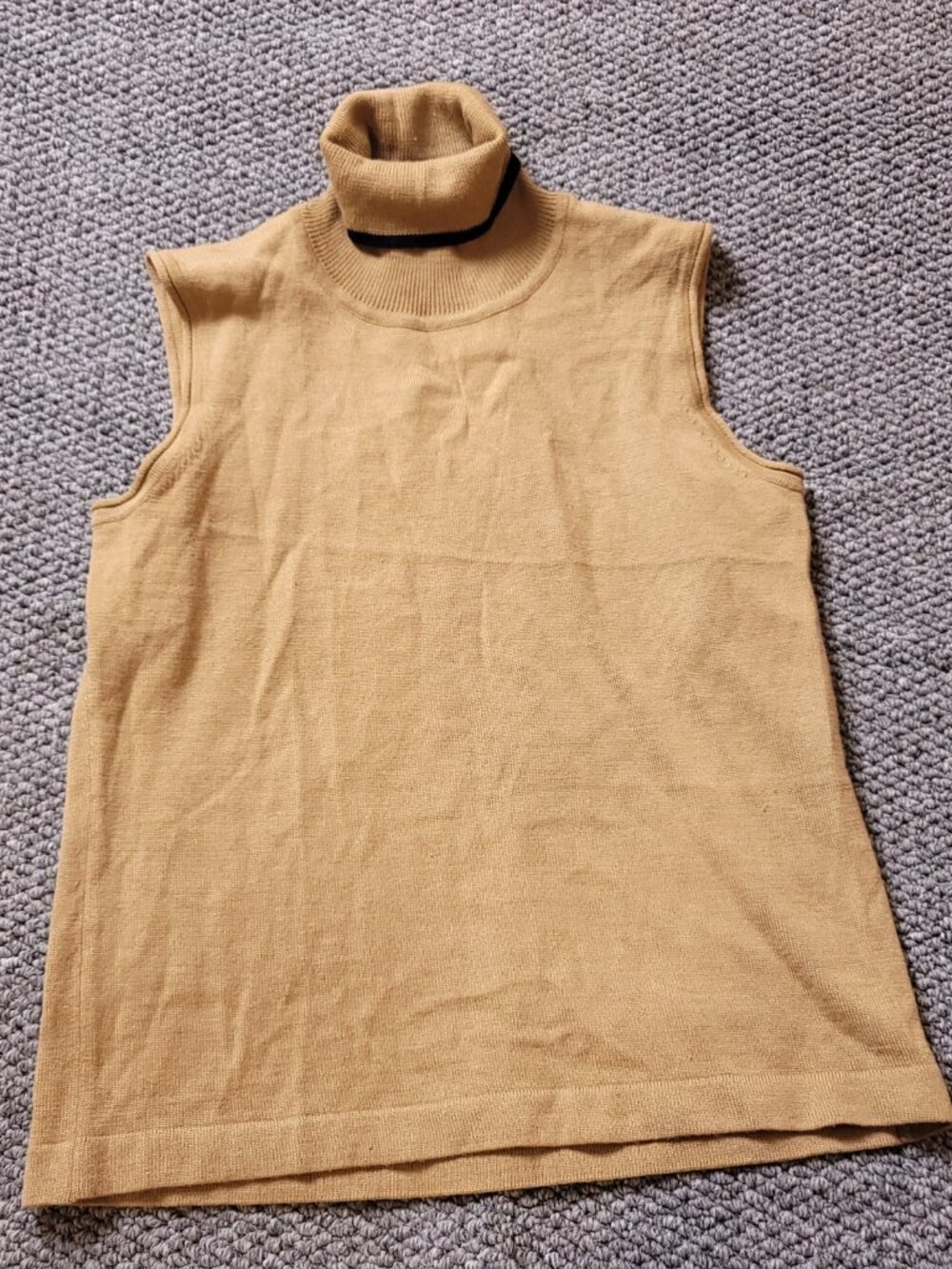 Lord Taylor Sweater Womens 8 Tan Beige Acrylic Wool Blend Turtle Sleeveless